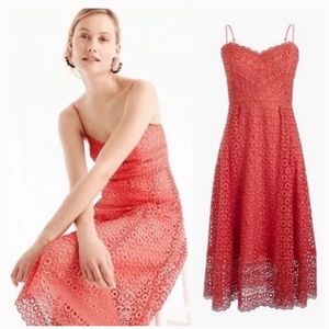 NWT J.Crew Daisy Lace Midi dress in Poppy Coral